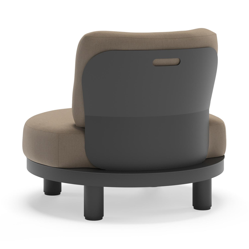 Donato loungestoel in zwart aluminium met all weather sunbrella® luxe Natte Heather Grey kussen