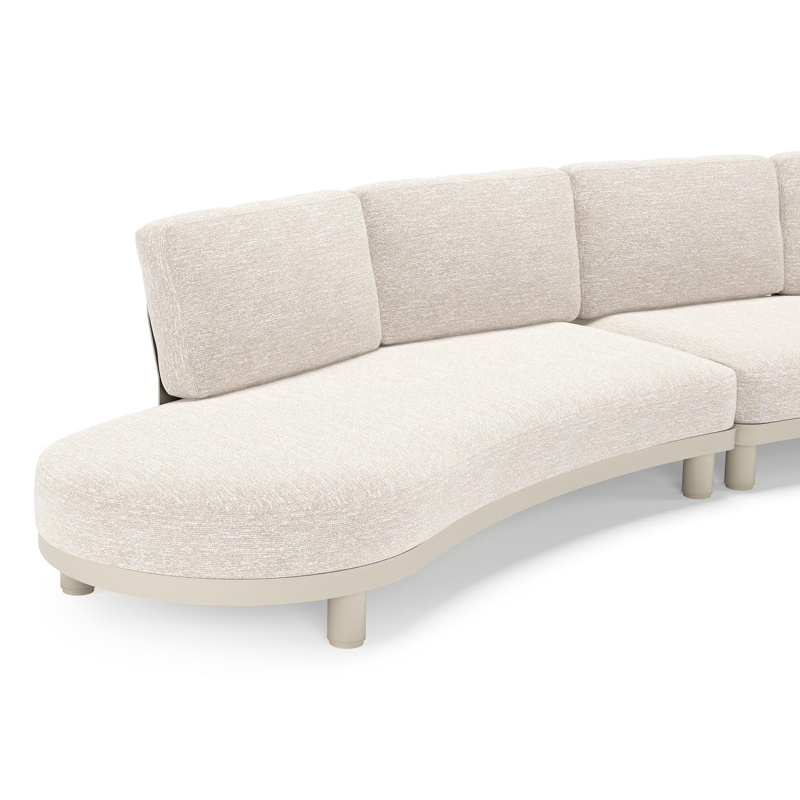 Donato loungehoek in beige aluminium met all weather sunbrella® luxe Tundra Sand kussen