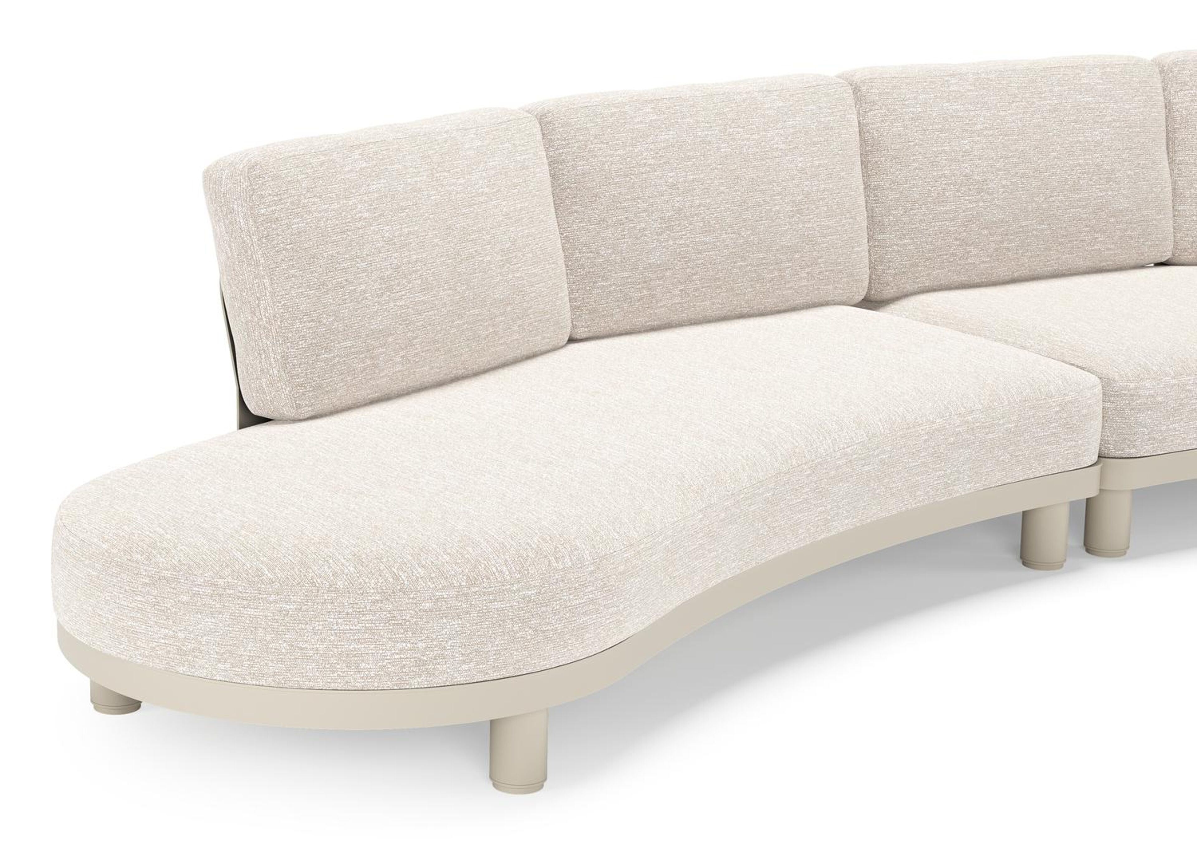 Donato loungehoek in beige aluminium met all weather sunbrella® luxe Tundra Sand kussen
