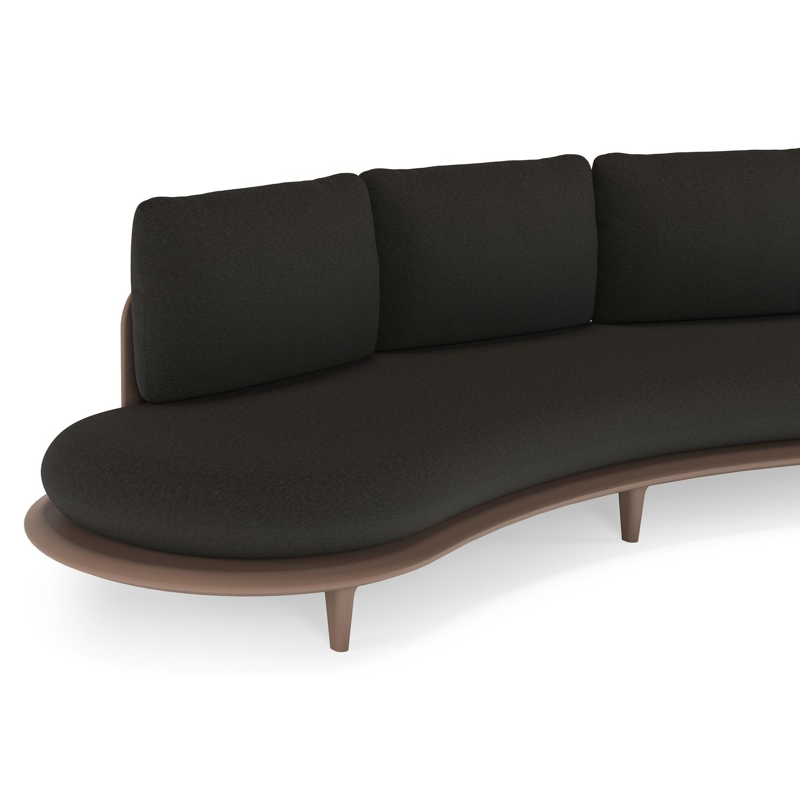 Bomero loungebank in taupe aluminium met heritage char all weather sunbrella® luxe kussen