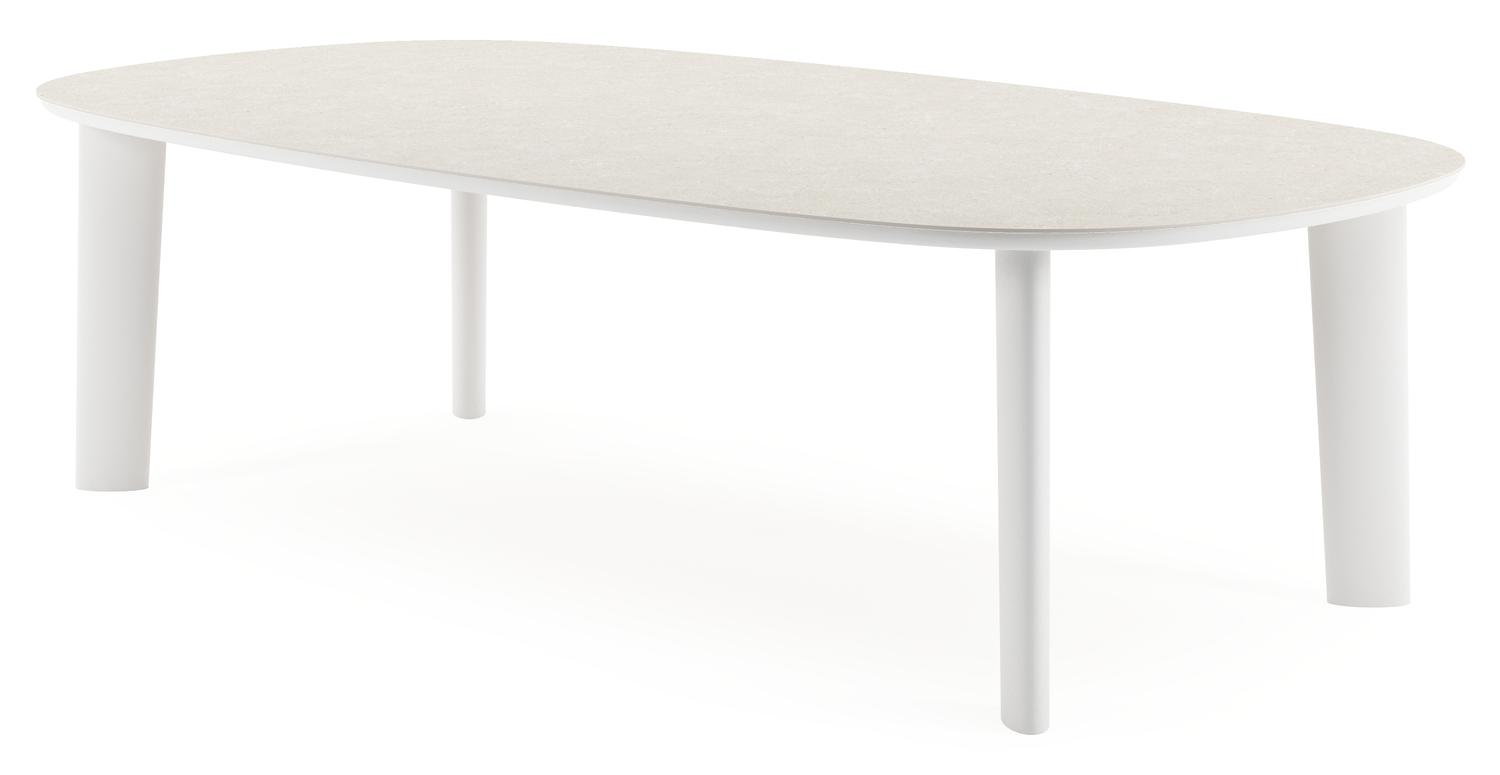 Amico tuintafel bombo xl in wit aluminium en volkeramiek Shilin - L 270 x B 148 x H 73.5 cm