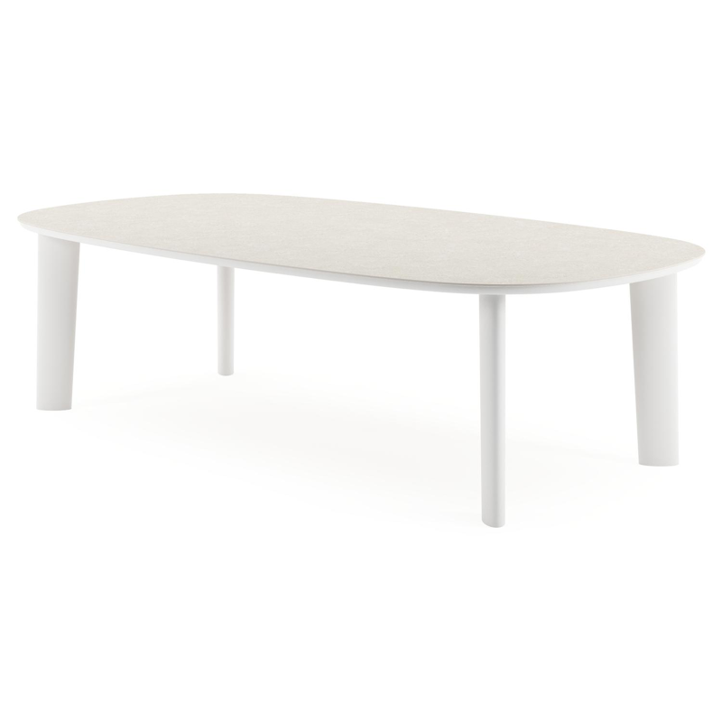 Amico tuintafel bombo xl in wit aluminium en volkeramiek Shilin - L 270 x B 148 x H 73.5 cm