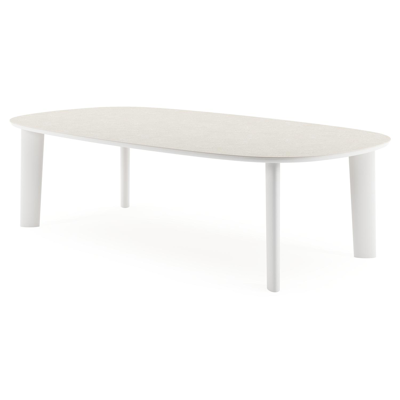 Amico tuintafel bombo xl in wit aluminium en volkeramiek Shilin - L 270 x B 148 x H 73.5 cm