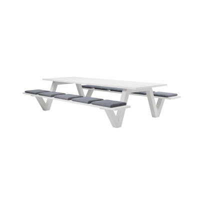 Norma picknicktafel in wit aluminium - L 300 x B 213 x H 74 cm