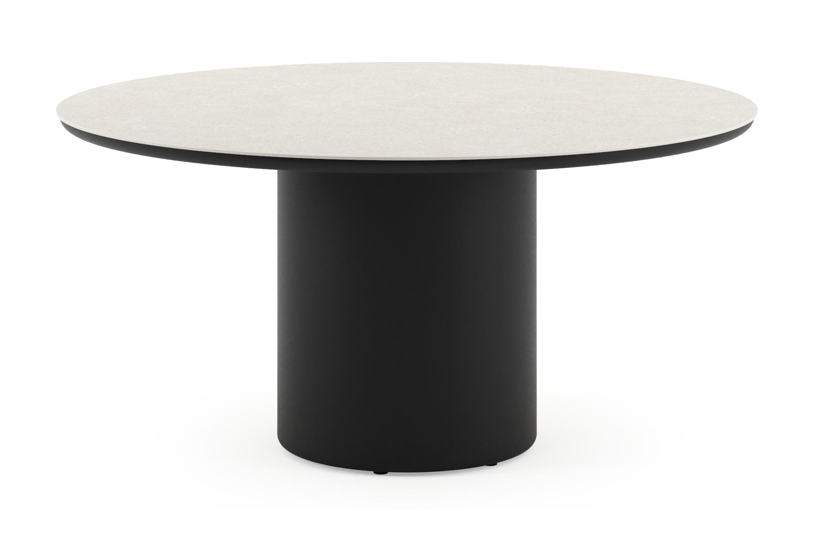 Table de jardin Amico rond en aluminium noir et céramique pleine Shilin - Diam. 148 x Haut. 73.5 cm