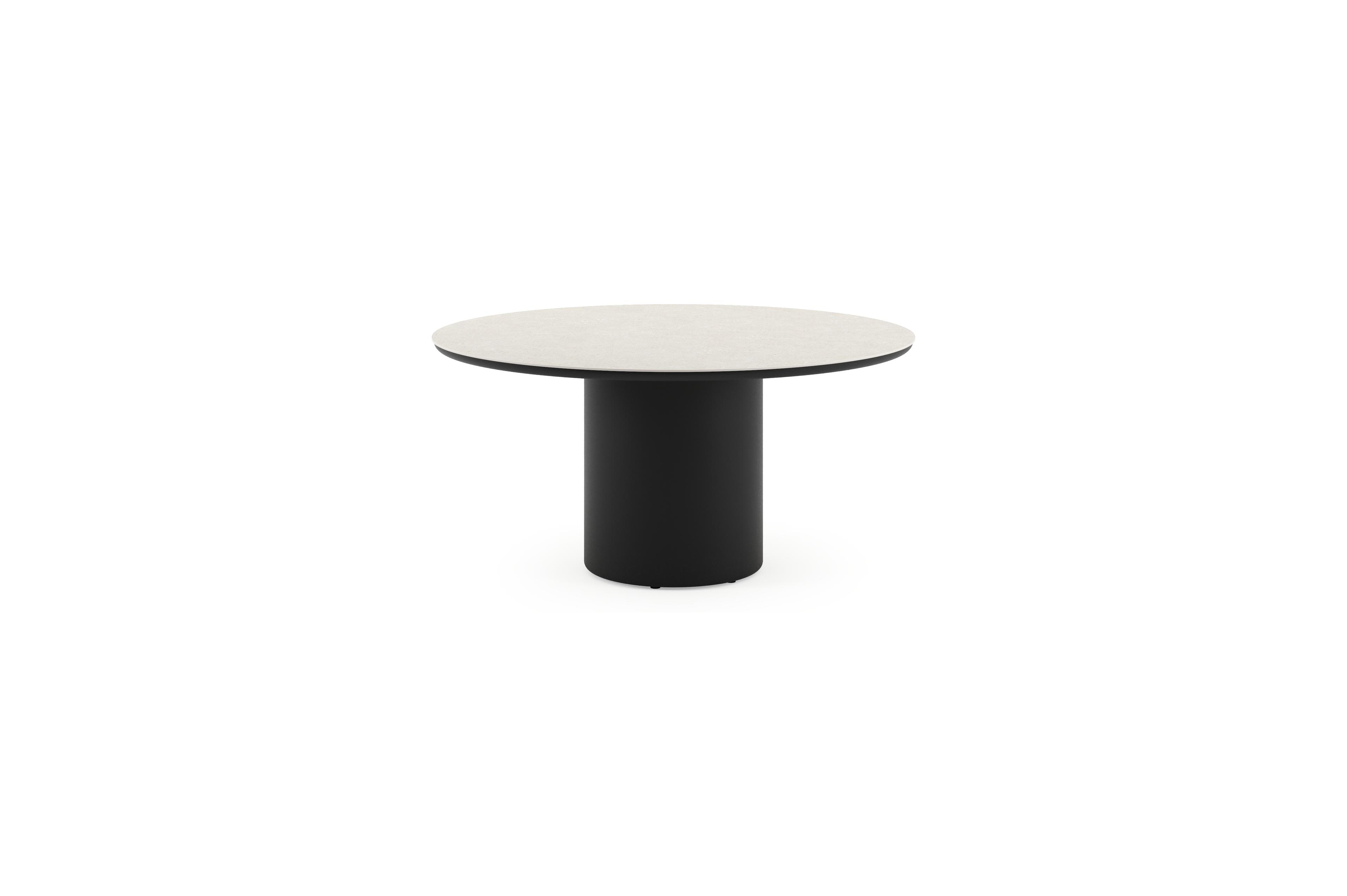 Table de jardin Amico rond en aluminium noir et céramique pleine Shilin - Diam. 148 x Haut. 73.5 cm
