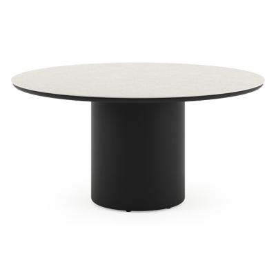 Amico tuintafel rond in zwart aluminium en volkeramiek Shilin - Dia. 148 x H 73.5 cm