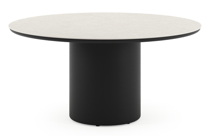 Amico tuintafel rond in zwart aluminium en volkeramiek Shilin - Dia. 148 x H 73.5 cm