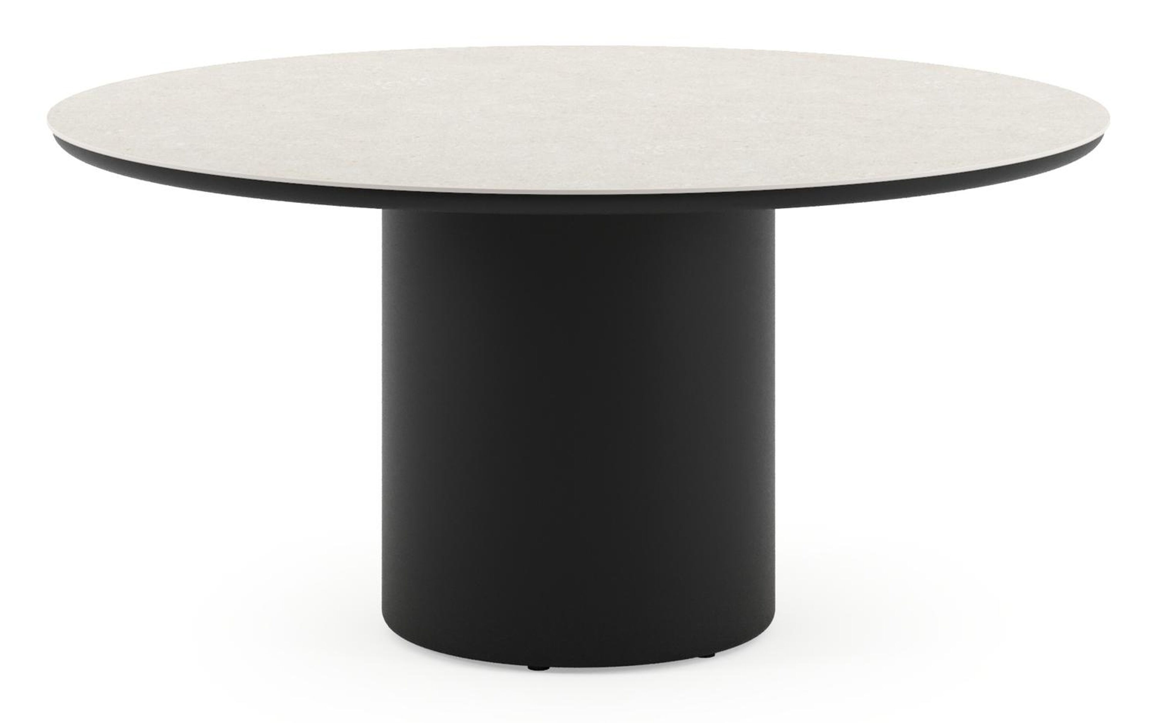 Amico tuintafel rond in zwart aluminium en volkeramiek Shilin - Dia. 148 x H 73.5 cm