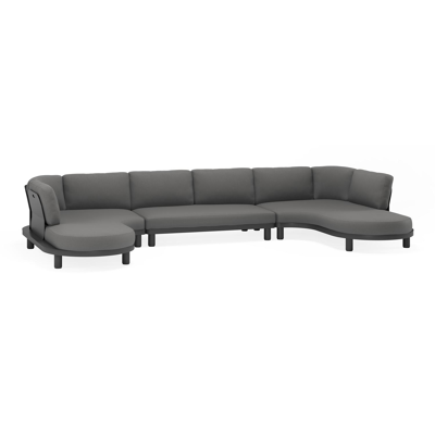 Donato loungehoek in zwart aluminium en met savane zinc all weather sunbrella® luxe kussens