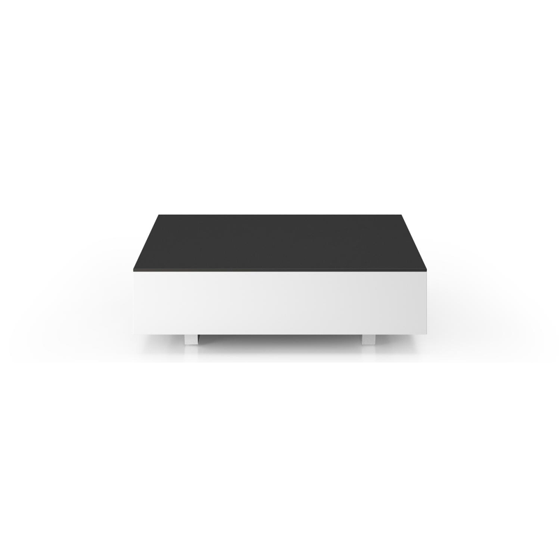 Table de basse Como rectangulaire en aluminium blanc et céramique pleine Nero Black - Lg. 70 x Lrg. 80 x Haut. 20 cm