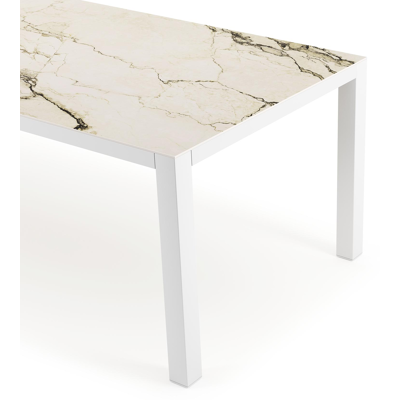 Como tuintafel rechthoekig in wit aluminium en volkeramiek colorado dunes - L 240 x B 100 x H 75 cm