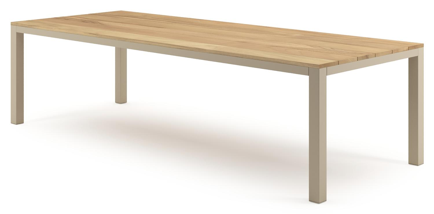 Como tuintafel rechthoekig in beige aluminium en teak - L 280 x B 110 x H 73 cm