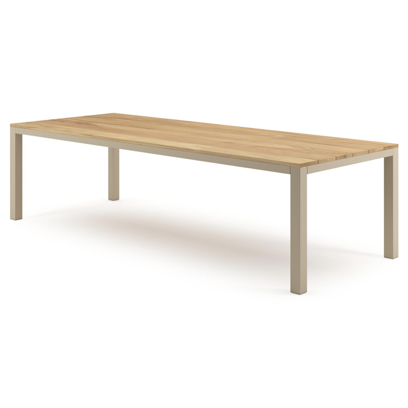 Como tuintafel rechthoekig in beige aluminium en teak - L 280 x B 110 x H 73 cm