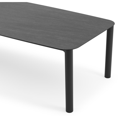 Orso tuintafel bootvorm in zwart aluminium en volkeramiek basalt black - L 315 x B 115 x H 75 cm