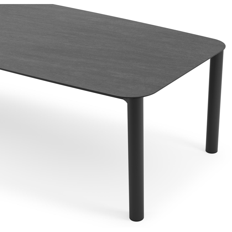 Orso tuintafel bootvorm in zwart aluminium en volkeramiek basalt black - L 315 x B 115 x H 75 cm