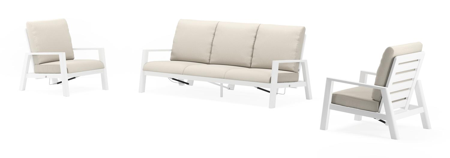 Cirello loungeset in wit aluminium met lopi marble all weather sunbrella® luxe kussens
