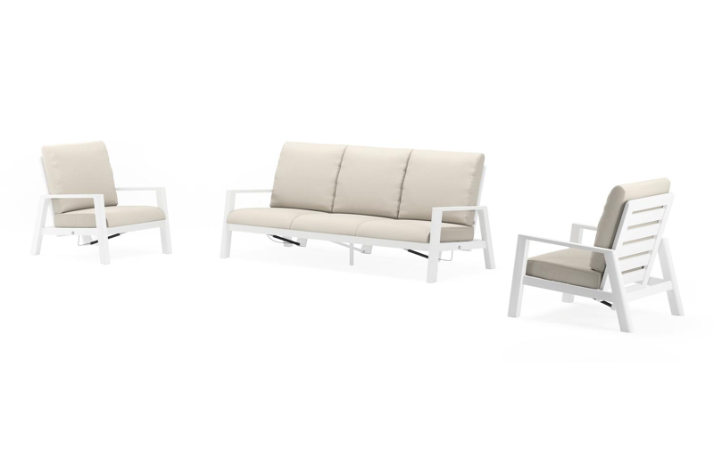 Cirello loungeset in wit aluminium met lopi marble all weather sunbrella® luxe kussens