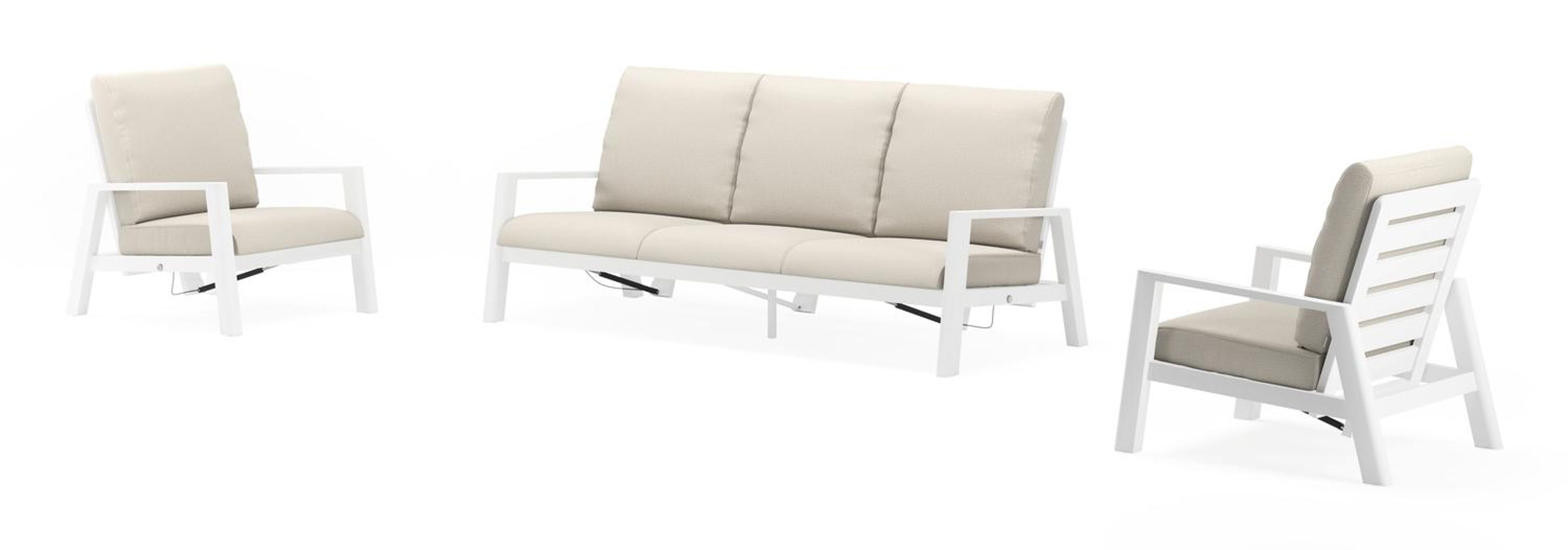 Cirello loungeset in wit aluminium met lopi marble all weather sunbrella® luxe kussens