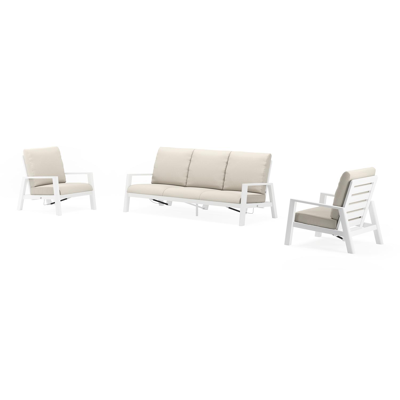 Cirello loungeset in wit aluminium met lopi marble all weather sunbrella® luxe kussens