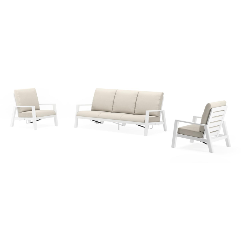 Cirello loungeset in wit aluminium met lopi marble all weather sunbrella® luxe kussens