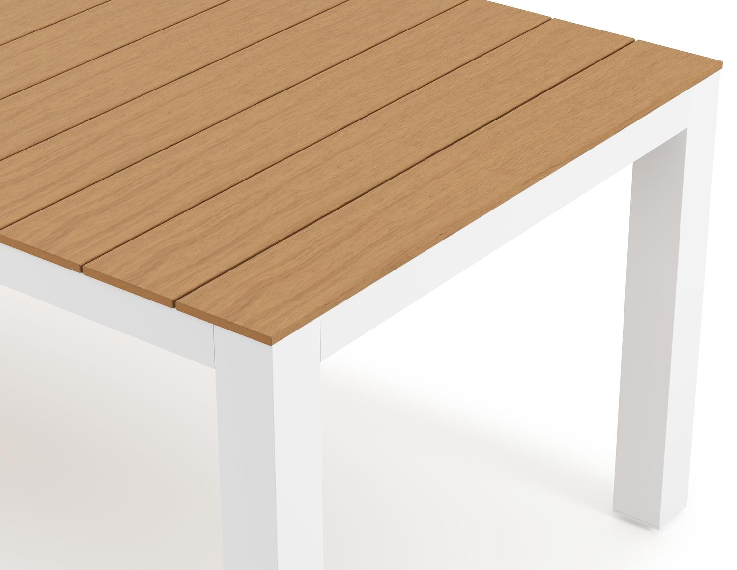 Calzo tuinset in wit aluminium en polywood met 6 stapelbare Melo tuinstoelen