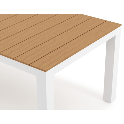 Calzo tuinset in wit aluminium en polywood tafelblad met 6 stapelbare Bahia tuinstoelen