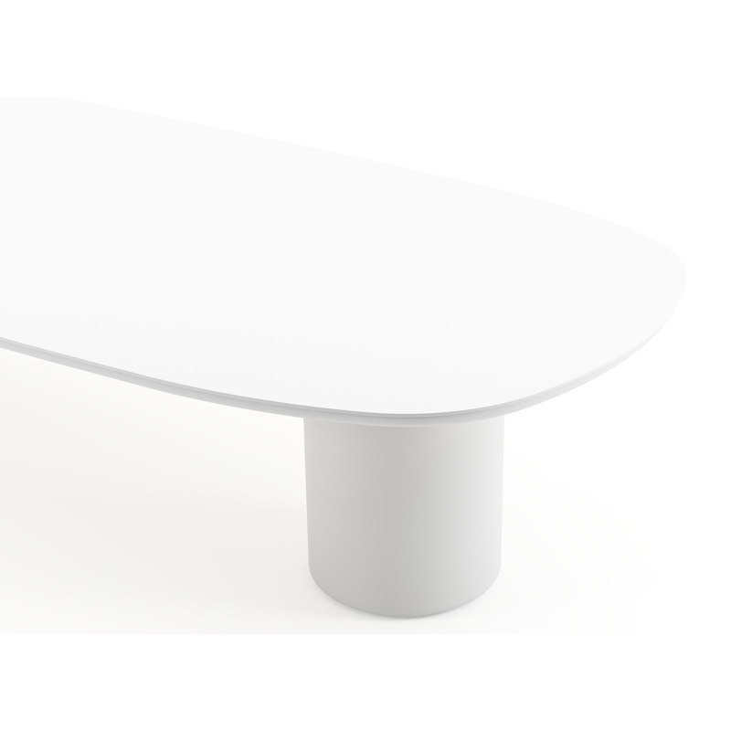Amico low dining tuintafel bombo in wit aluminium en volkeramiek Arctic White - L 320 x B 130 x H 61 cm