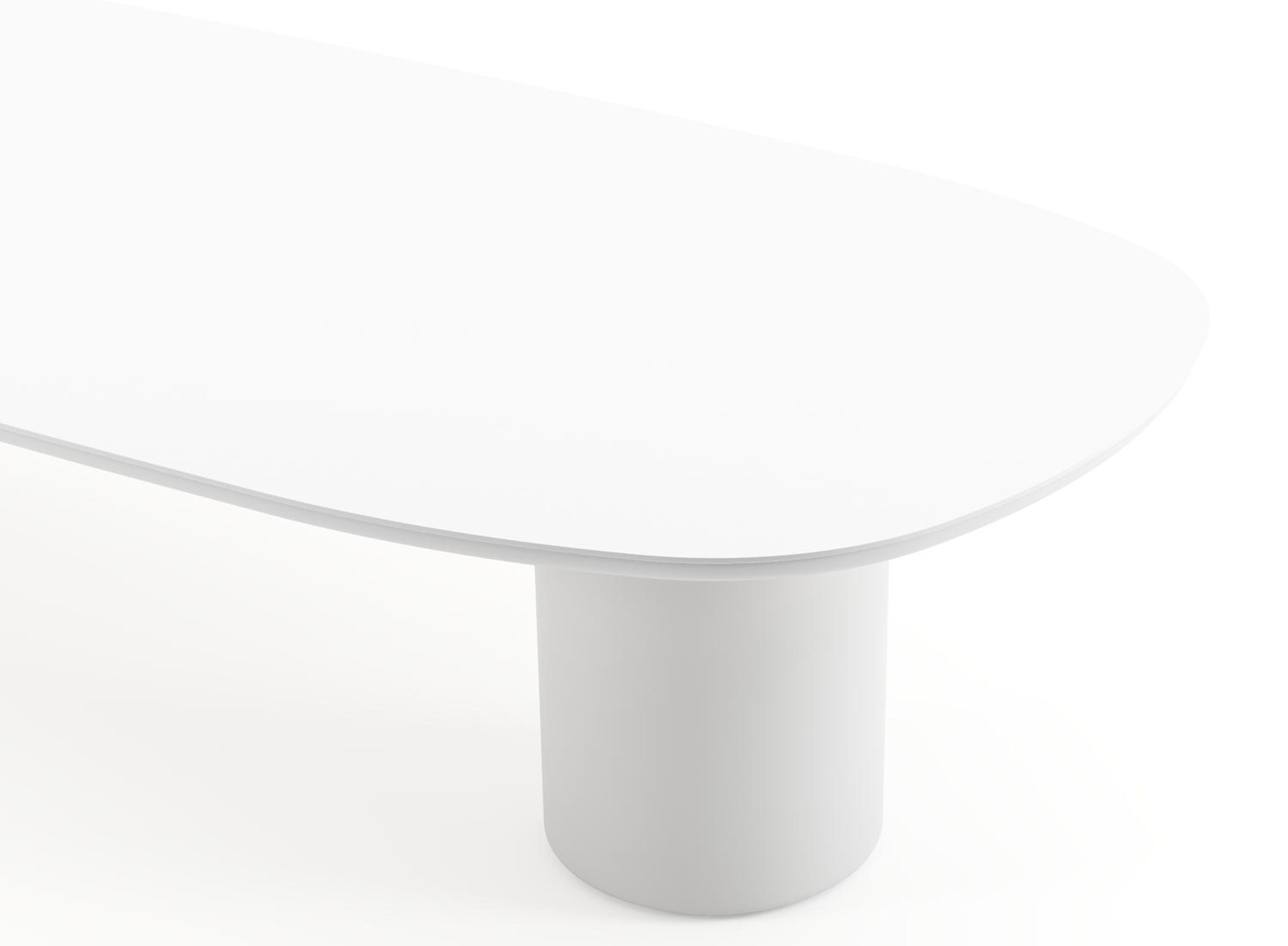 Table de jardin low dining Amico bombo en aluminium blanc et céramique pleine Arctic White - Lg. 320 x Lrg. 130 x Haut. 61 cm