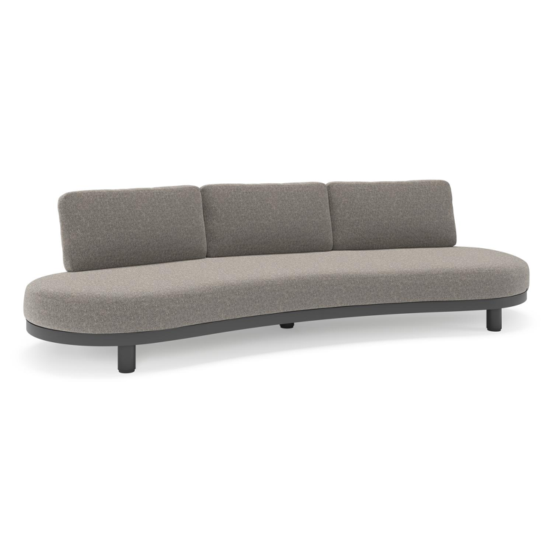 Canapé de jardin Donato en aluminium noir et coussins en all weather sunbrella® luxe Chartres Drizzle