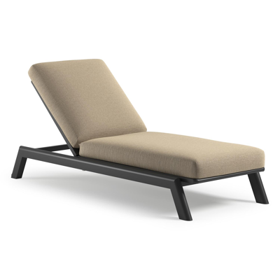 Cirello verstelbaar ligbed met pompsysteem in zwart aluminium met althea camel all weather Cosytica kussen