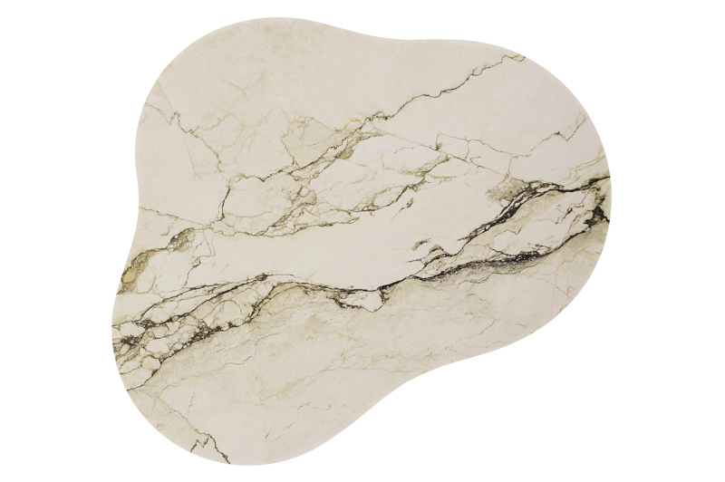 Table de basse Lomano en aluminium blanc et céramique pleine Colorado Dunes - Lg. 131 x Lrg. 108 x Haut. 8 cm