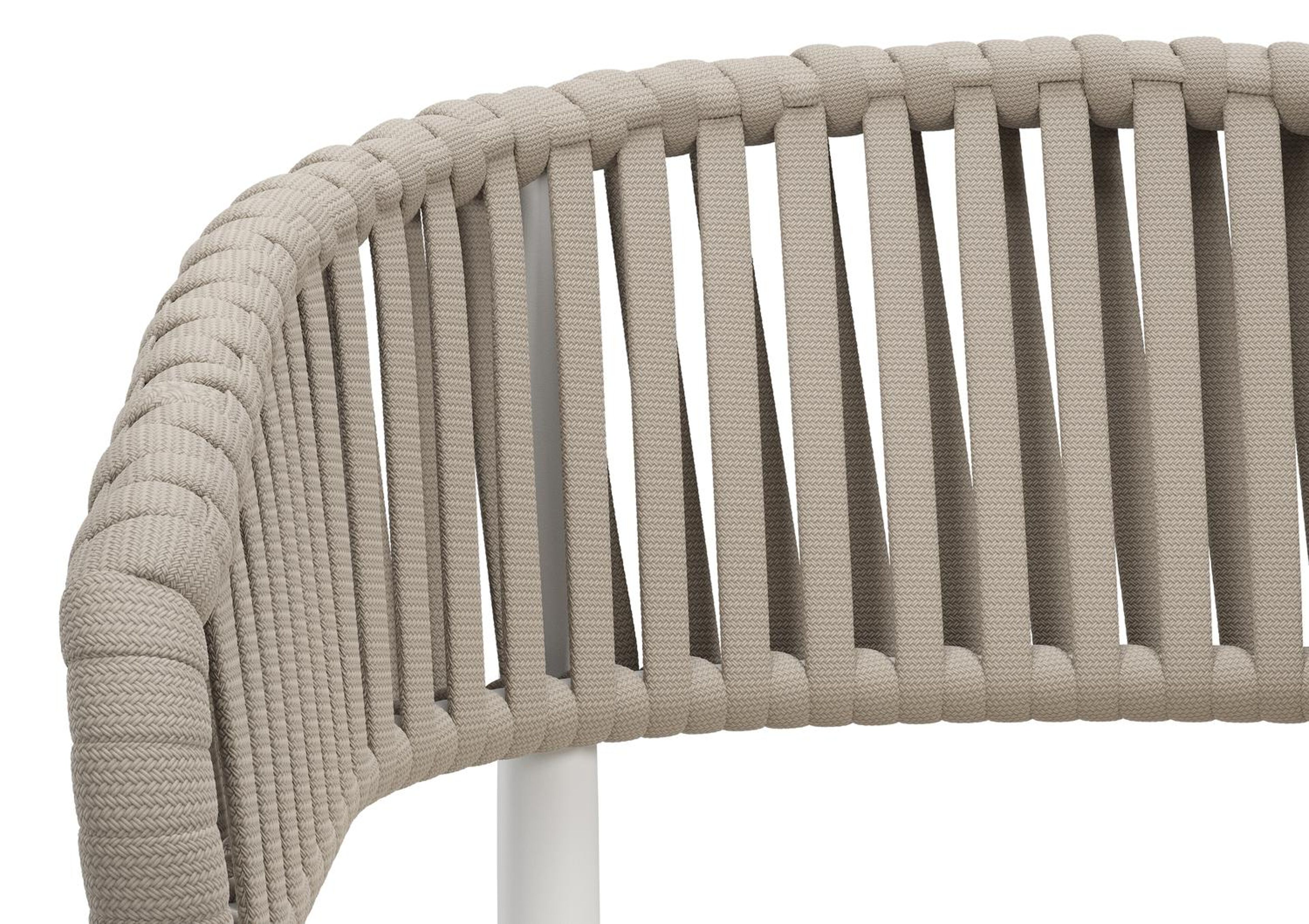 Tolfa stapelbare tuinstoel in wit aluminium en beige verticaal geweven luxe vlakke brede rope met stoelkussen in All Weather Cosytica Althea Off White