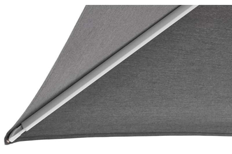 Parasol pendant Minore avec fonction tilt en aluminium blanc avec toile de parasol en all weather sunbrella® luxe natte charcoal chine - Larg1 350 x Larg2 350 cm (sans pied de parasol)