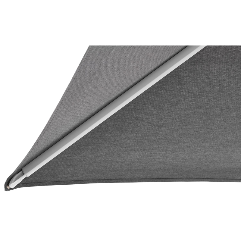 Minore zweefparasol met tiltfunctie in wit aluminium met natte charcoal chine all weather sunbrella® luxe parasoldoek - L1 350 x L2 350 cm (zonder voet)