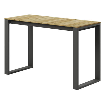 Table de bar Verato en aluminium noir et teck - Lg 170 x Larg. 70 x H 106 cm