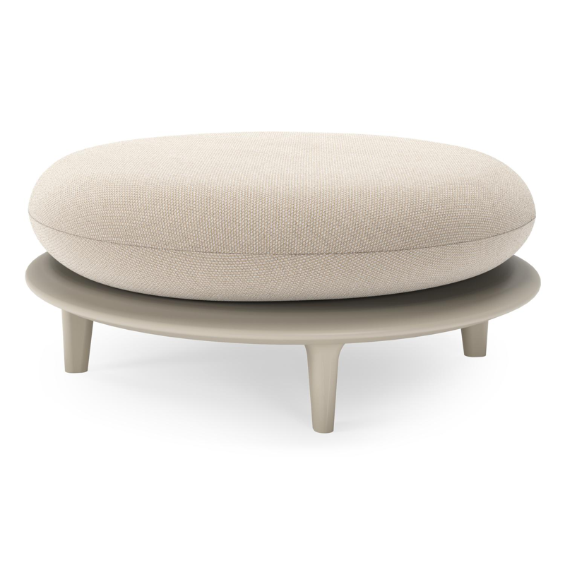 Bomero poef in beige aluminium met lopi antique all weather sunbrella® luxe kussen