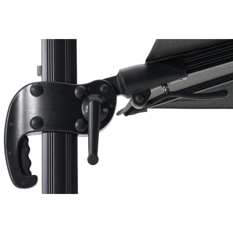 Parasol pedant Avola avec fonction tilt en aluminium noir avec toile de parasol en all weather sunbrella® premium natte sooty - Lg.1 300 x Lg.2 300 cm (sans pied de parasol)