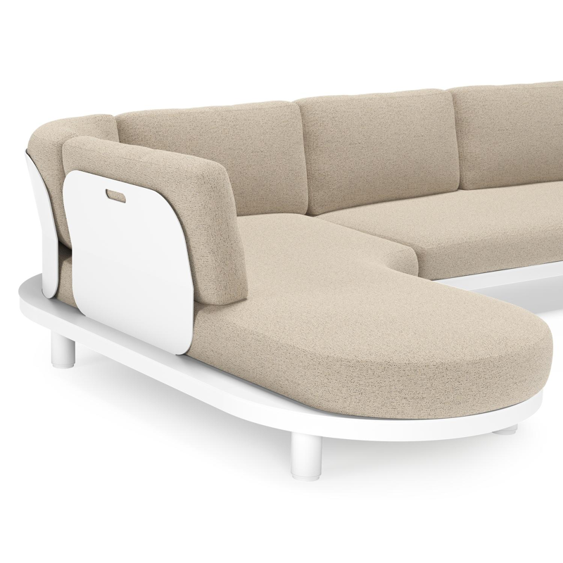Donato loungehoek in wit aluminium met all weather cosytica Marbella Beige kussen