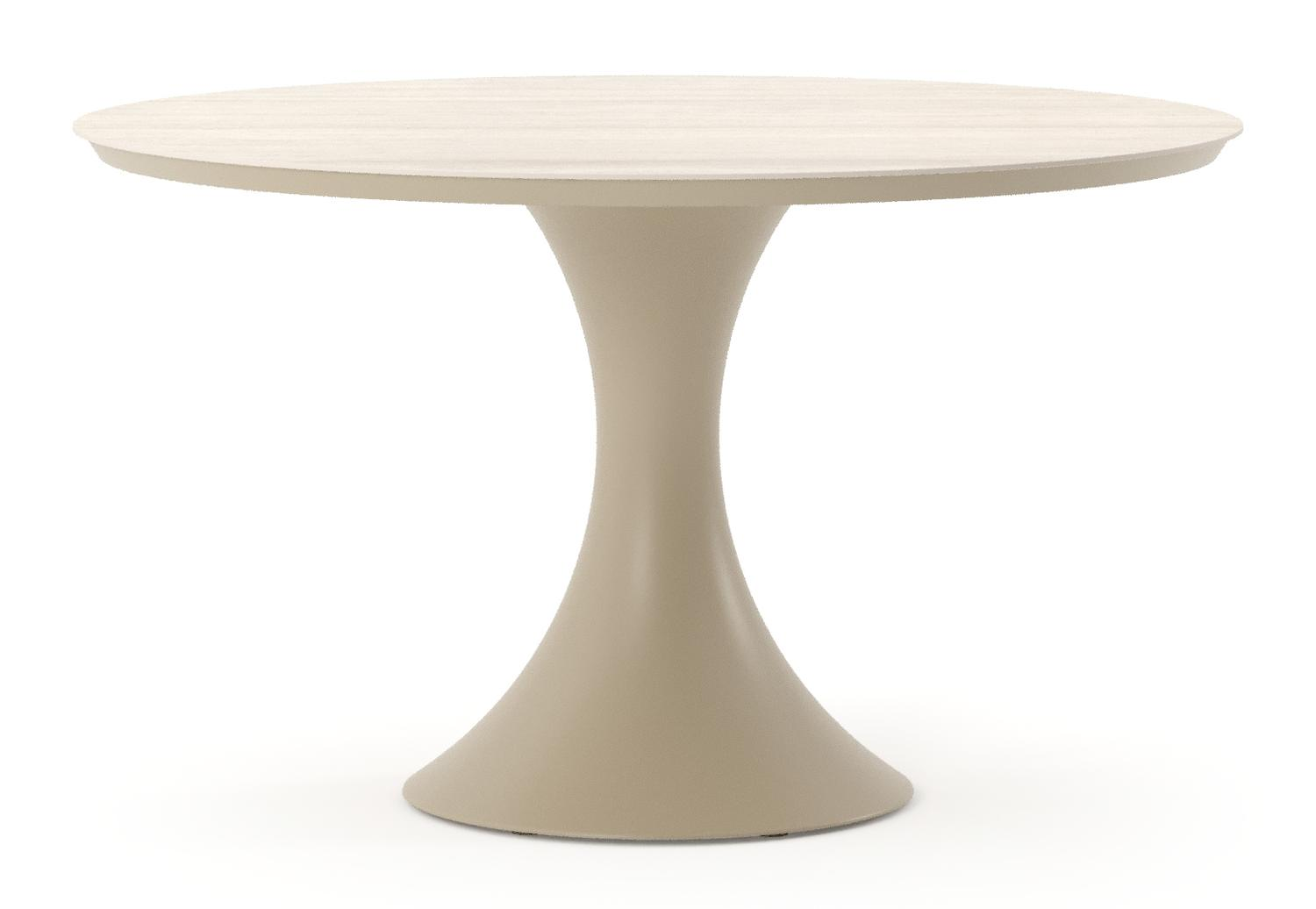 Fano tuintafel rond in beige aluminium en volkeramiek Travertino Bianco - Dia. 130 x H 74 cm