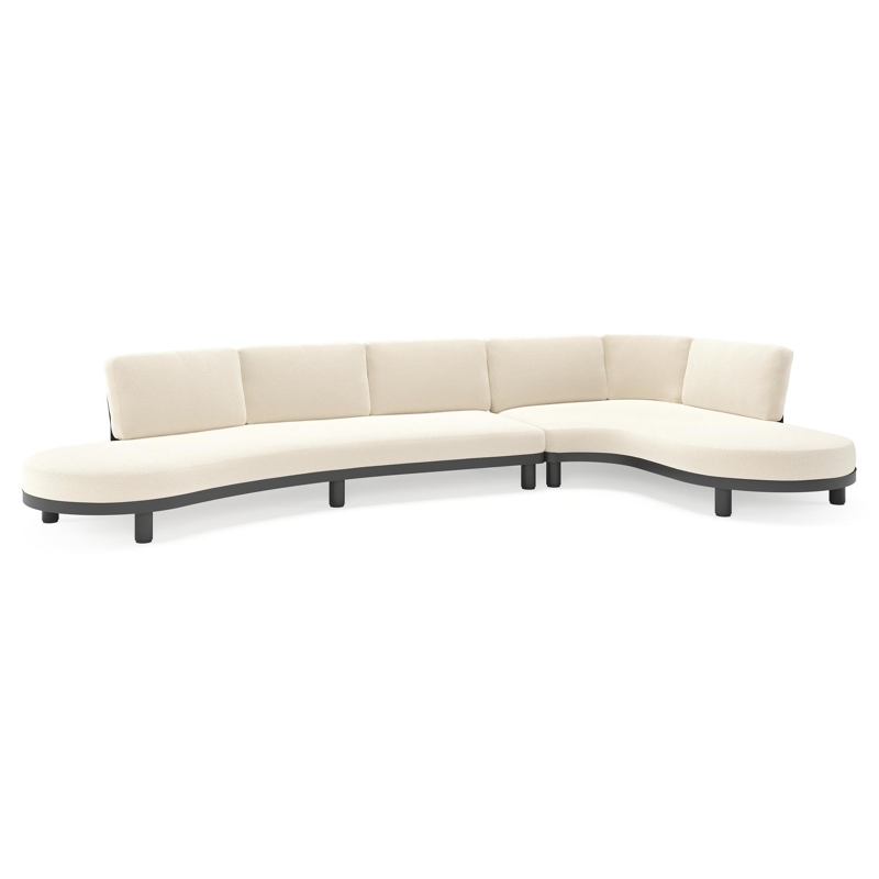 Donato loungehoek in zwart aluminium met all weather cosytica Althea Off White kussen