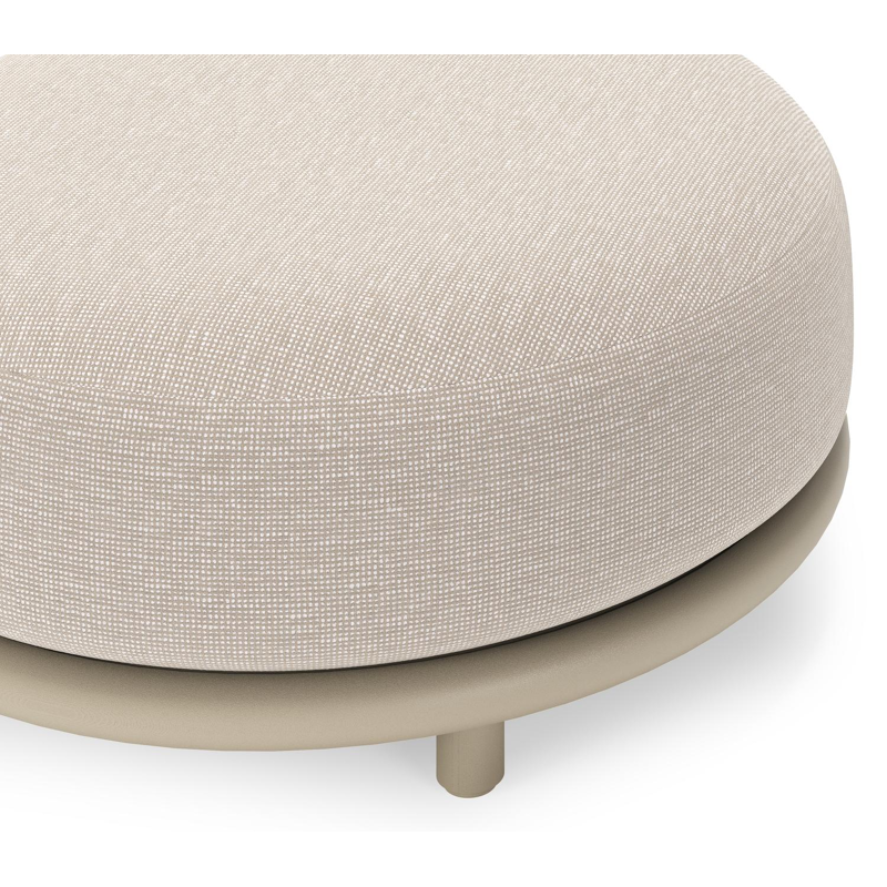 Lomano poef in beige aluminium en beige verticaal geweven luxe vlakke rope met Slow Farafra all weather sunbrellaÂ® luxe