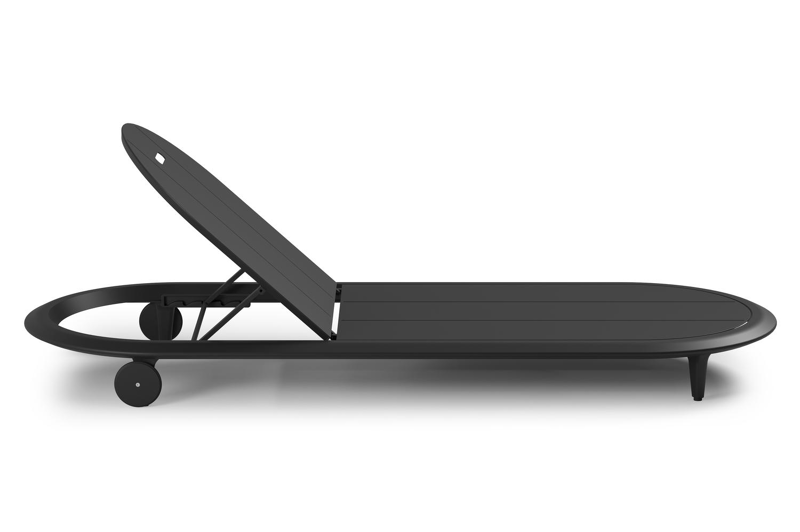 Bomero verstelbaar ligbed in zwart aluminium met natte sooty all weather sunbrella® luxe