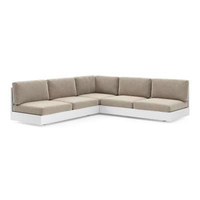 Como loungehoek in wit aluminium met chartres pewter all weather sunbrella® luxe kussen