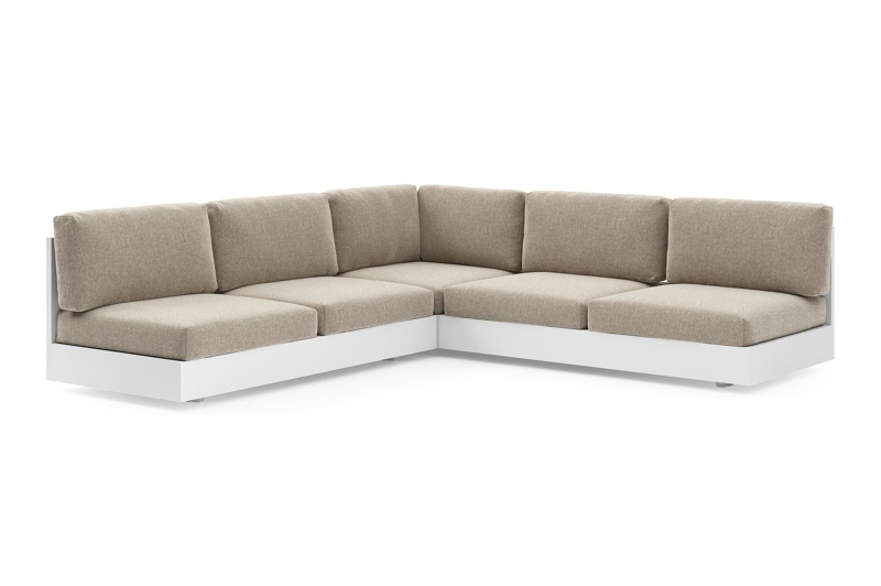 Como loungehoek in wit aluminium met chartres pewter all weather sunbrella® luxe kussen