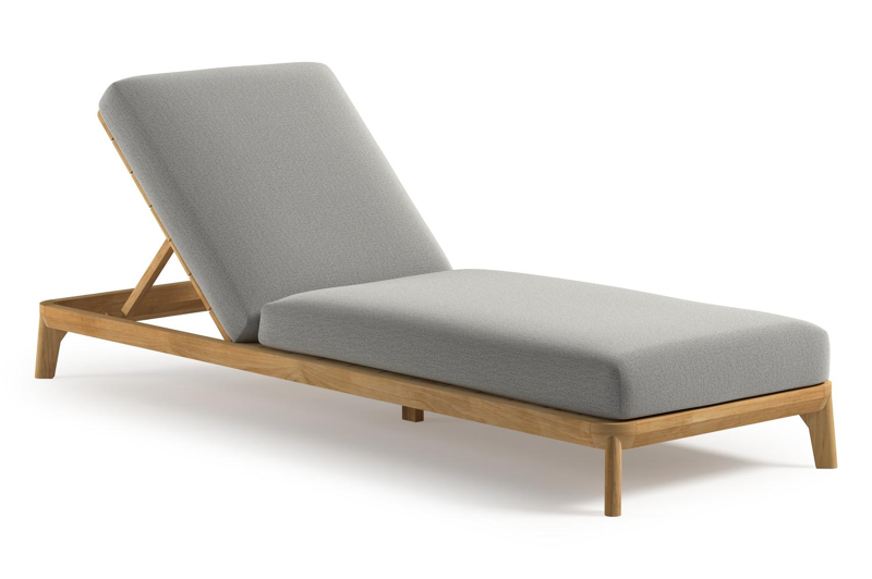 Orso verstelbaar ligbed in teak met savane nimbus all weather Sunbrella® luxe kussen