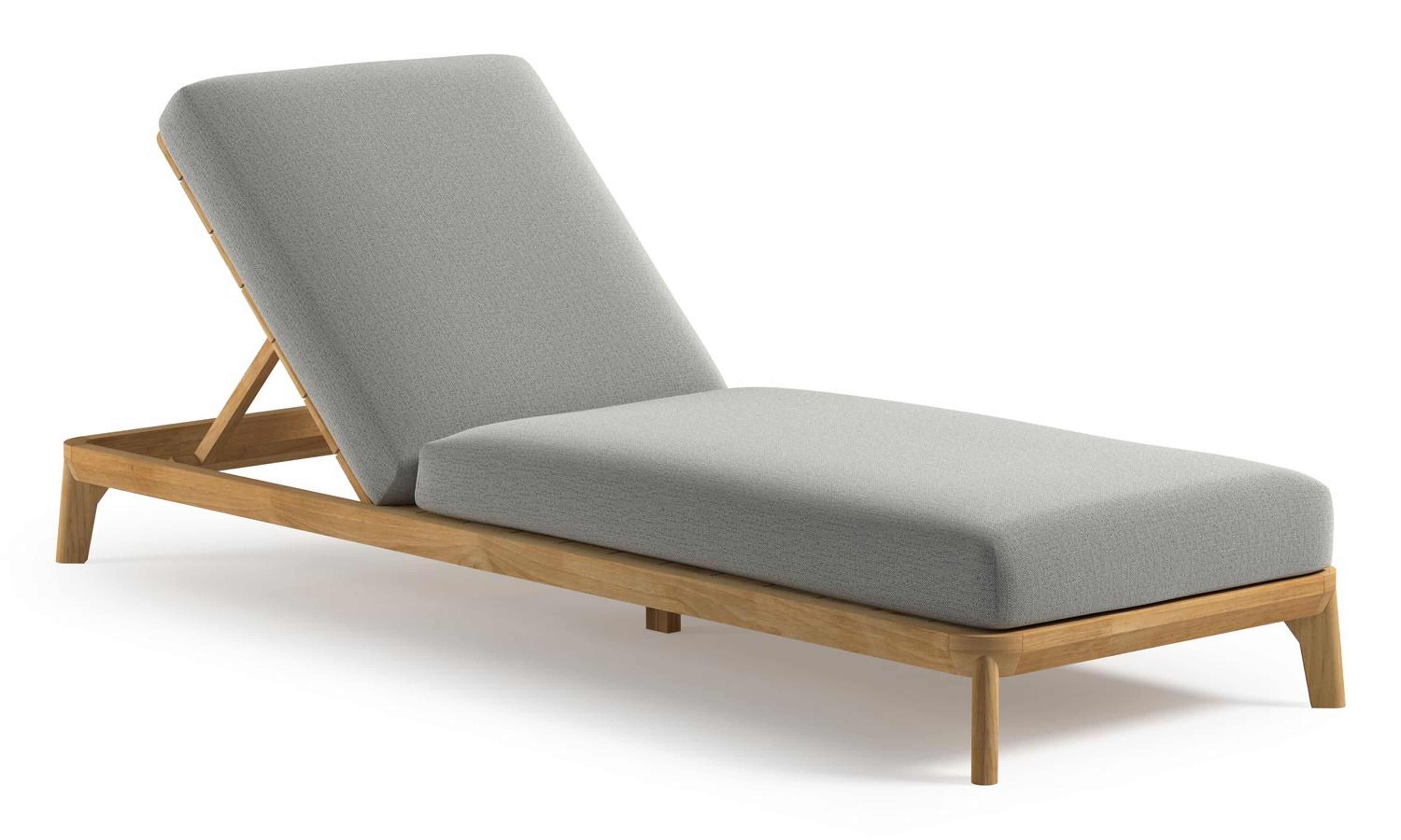 Orso verstelbaar ligbed in teak met savane nimbus all weather Sunbrella® luxe kussen