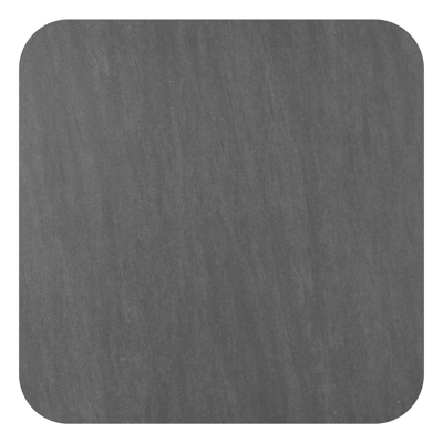 Amico low dining tuintafel afgerond vierkant in zwart aluminium en volkeramiek Basalt Black - L 148 x B 148 x H 61 cm