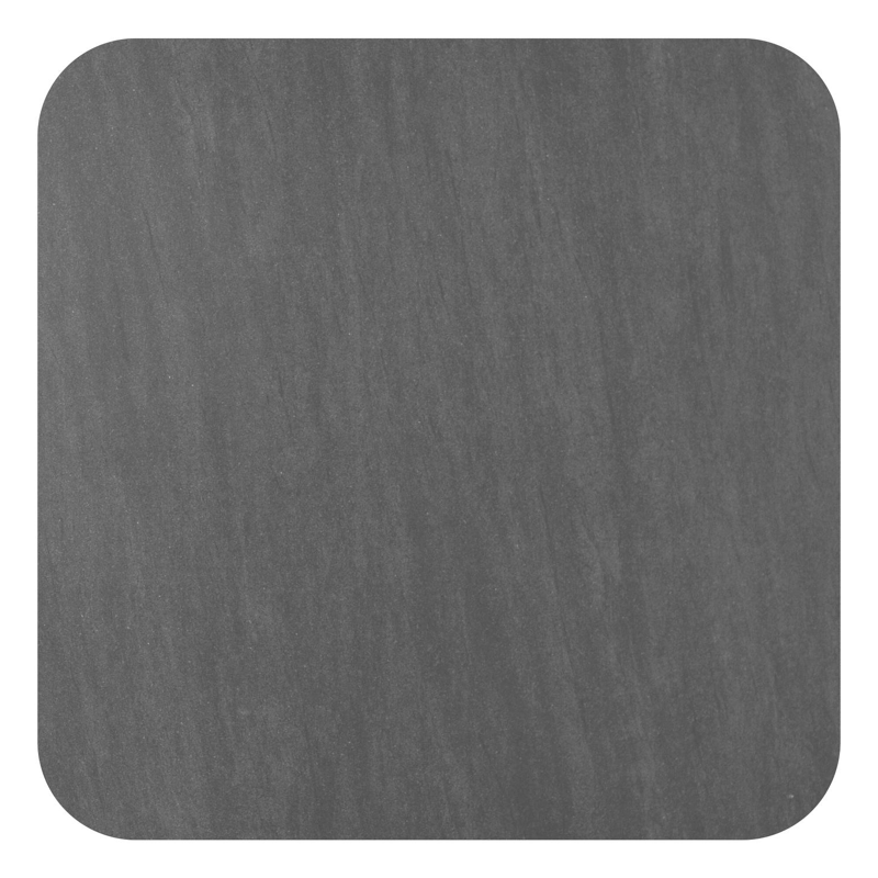 Amico low dining tuintafel afgerond vierkant in zwart aluminium en volkeramiek Basalt Black - L 148 x B 148 x H 61 cm