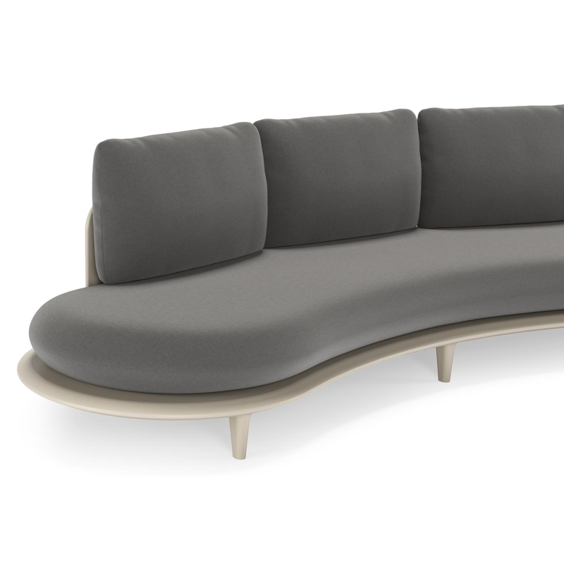 Bomero loungeset in beige aluminium met natte charcoal chine all weather sunbrella® luxe kussen
